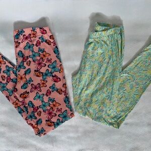 Falls Creek Pink Butterfly and Green Floral Leggings
